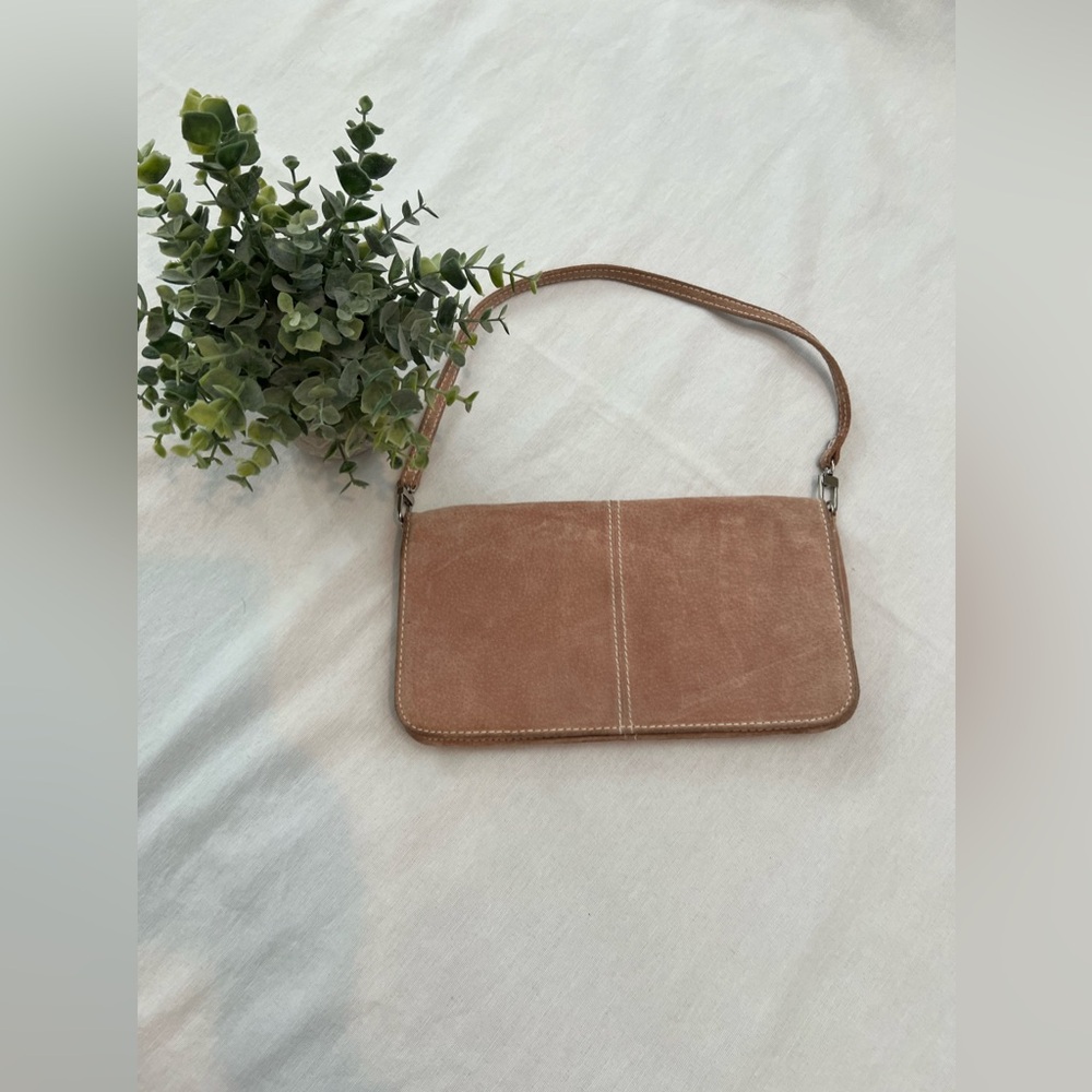 Suede Wristlet Clutch - Tan
